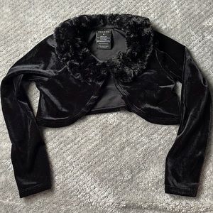 George Crop Shrug Black Faux Fur, Size 6